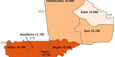 Carte du Mali de la population