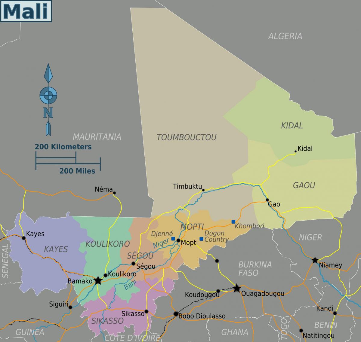 Carte du Mali régions