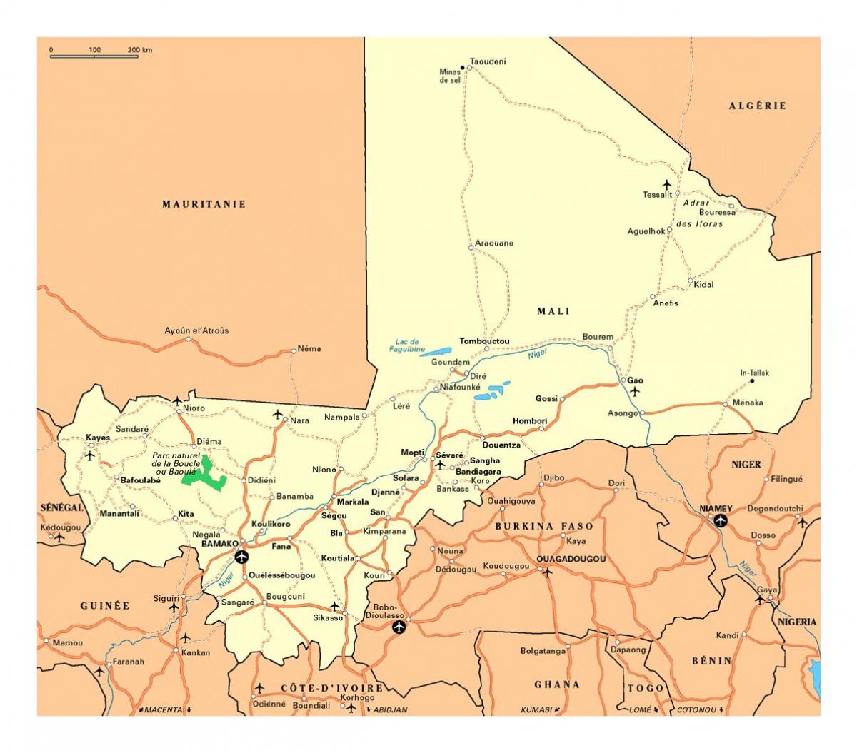 Carte du Mali villes